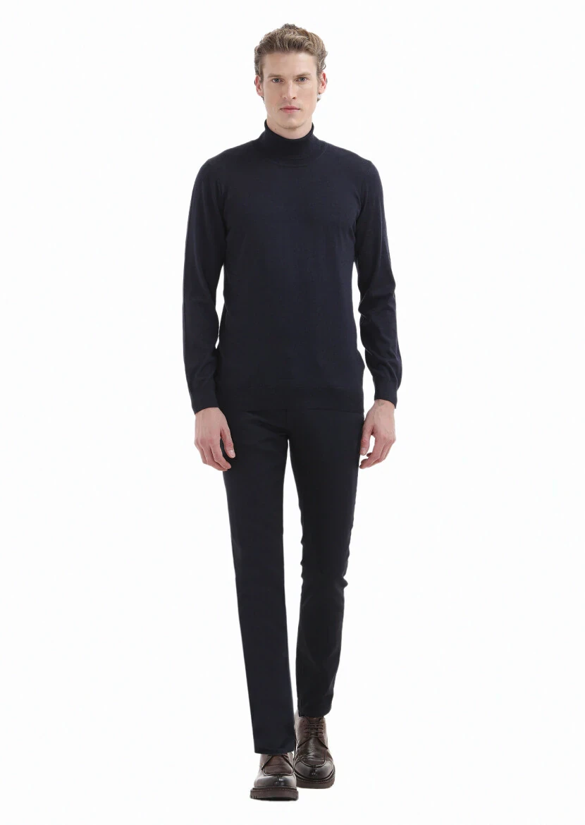 Navy Blue Knitwear Sweatshirt 