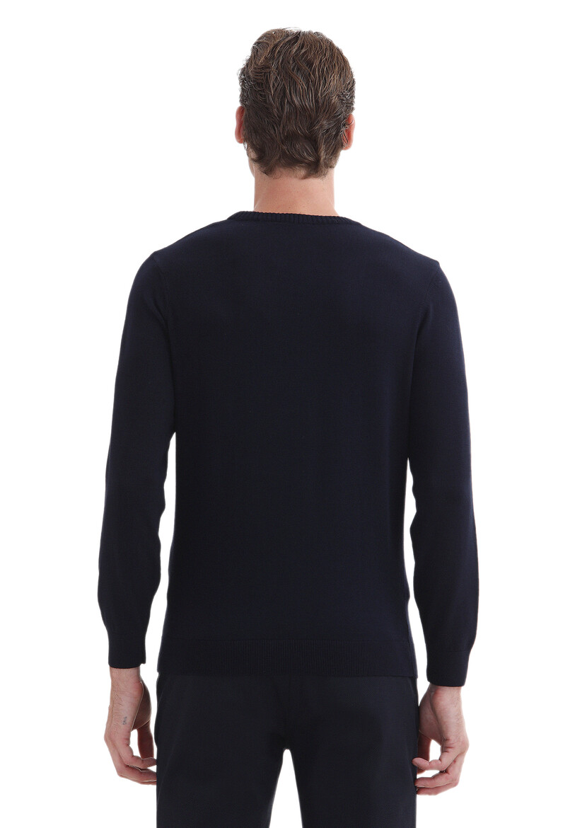 Navy Blue Knitwear Sweatshirt - 4