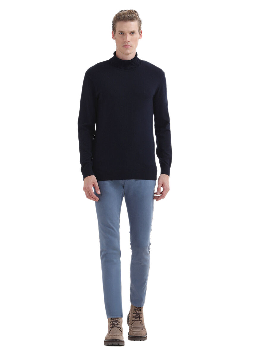 Navy Blue Knitwear Sweatshirt - 2