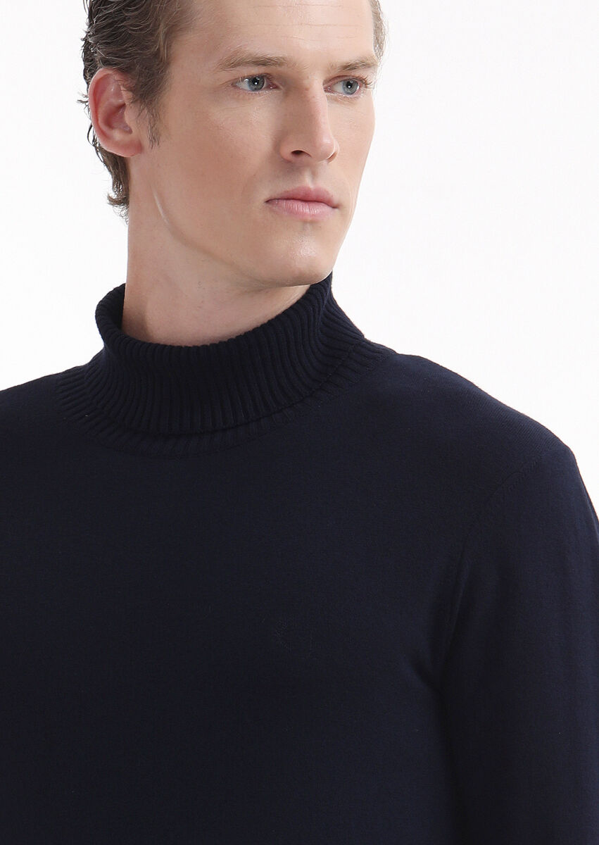 Navy Blue Knitwear Sweatshirt - 4