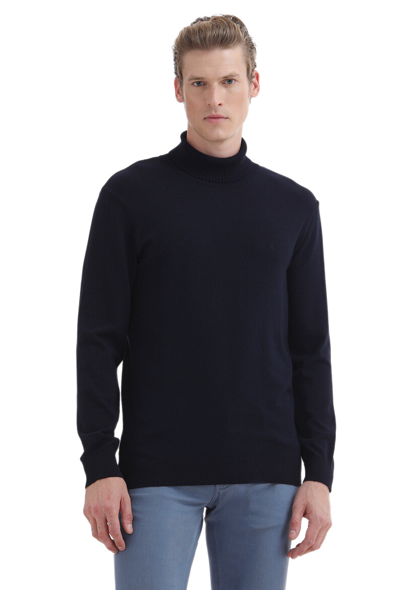 Navy Blue Knitwear Sweatshirt 