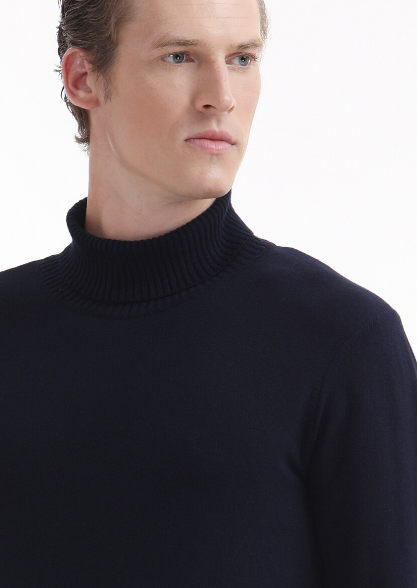 Navy Blue Knitwear Sweatshirt - 4