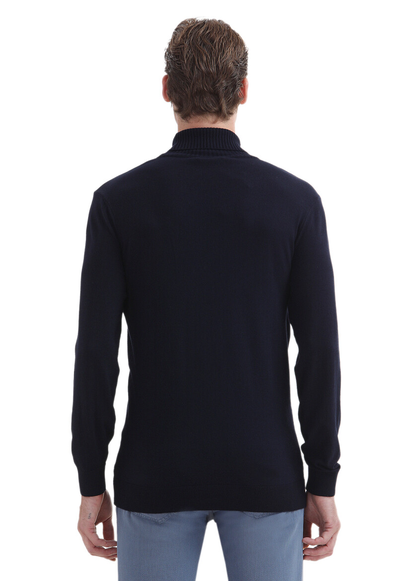 Navy Blue Knitwear Sweatshirt - 5