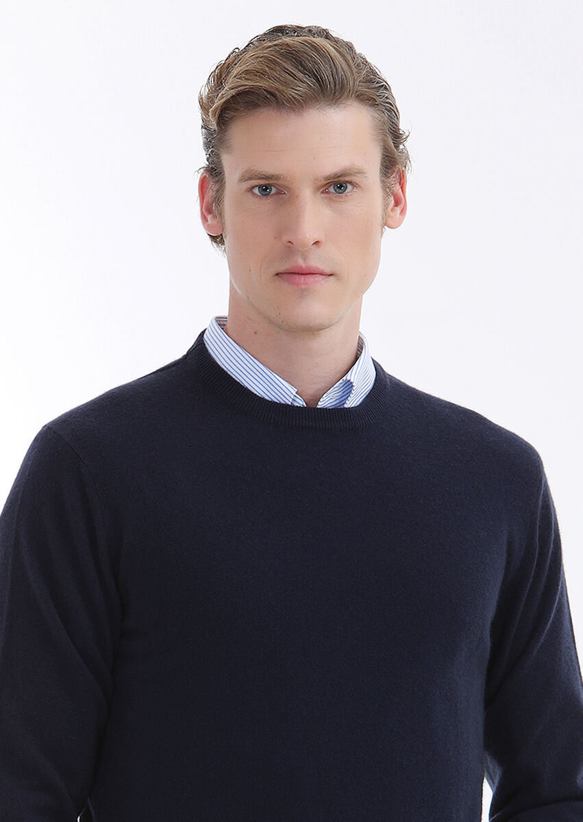 Navy Blue Knitwear Sweatshirt - 5