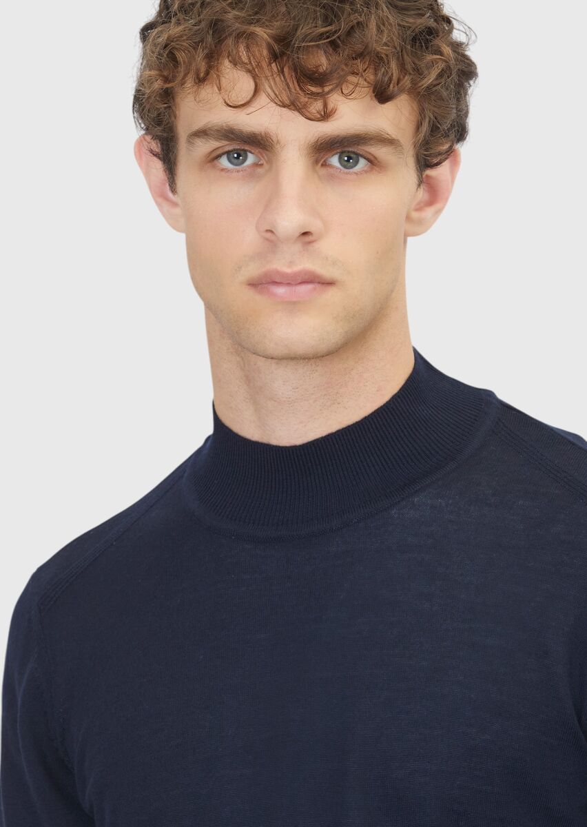 Navy Blue Knitwear Sweatshirt - 4