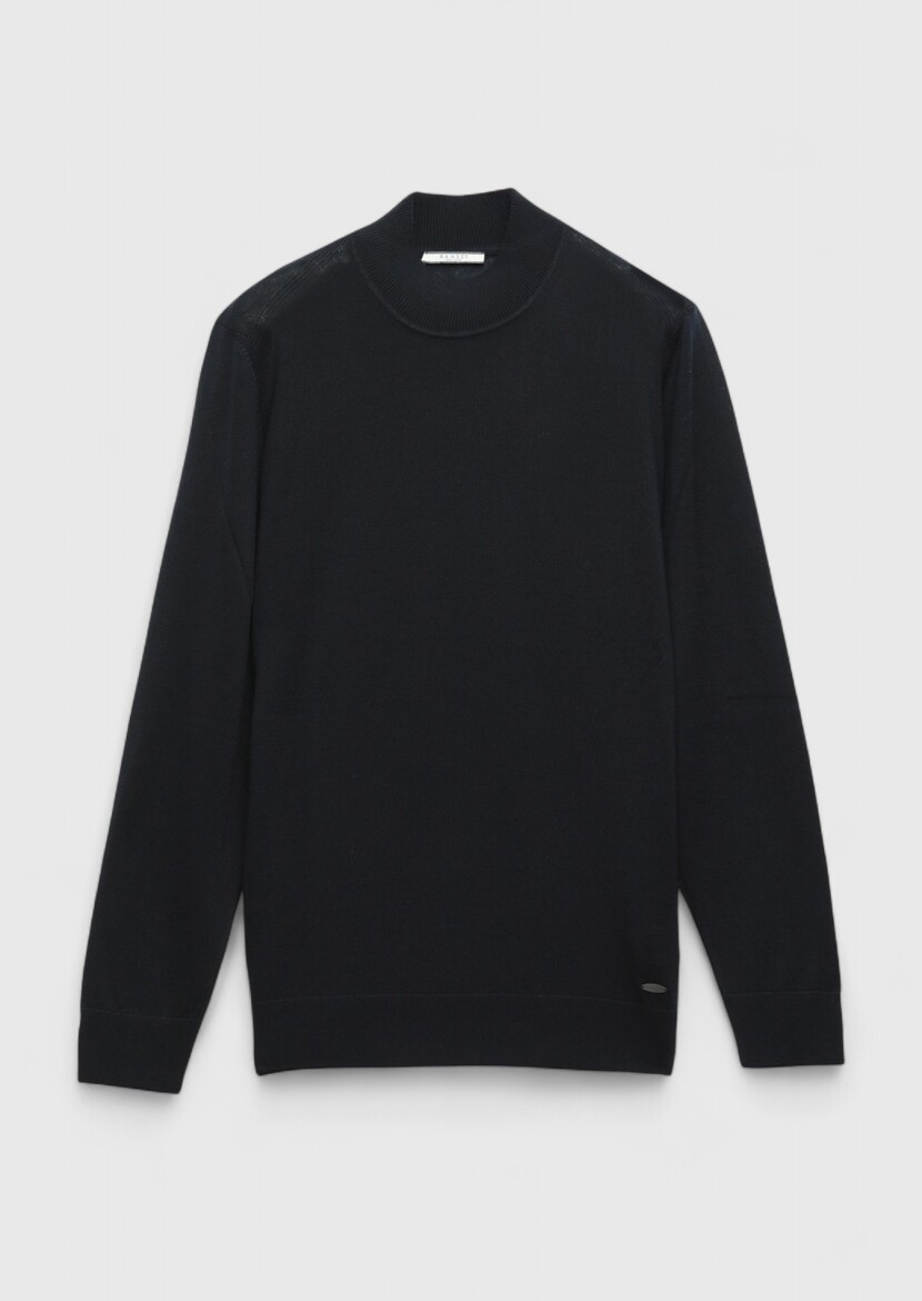 Navy Blue Knitwear Sweatshirt - 6