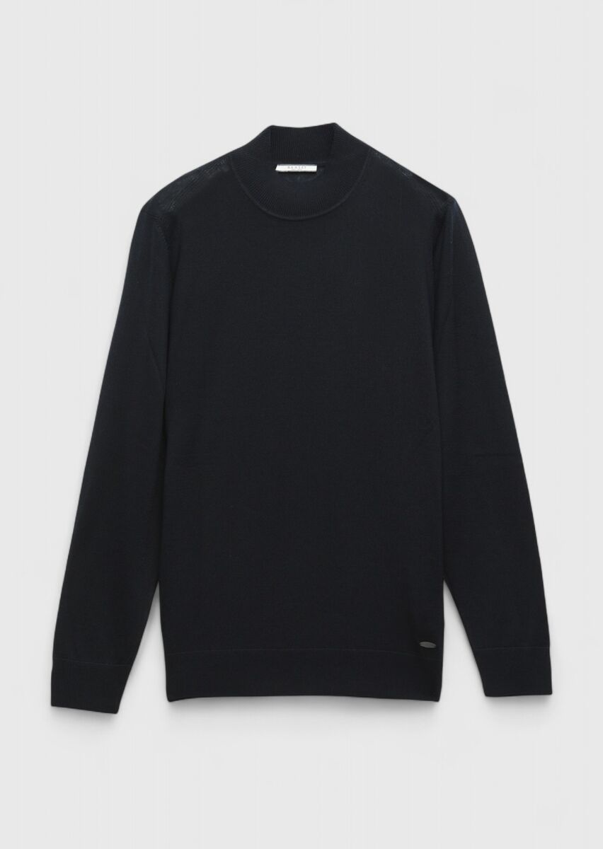 Navy Blue Knitwear Sweatshirt - 6