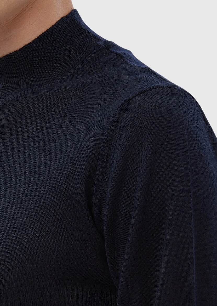 Navy Blue Knitwear Sweatshirt - 3