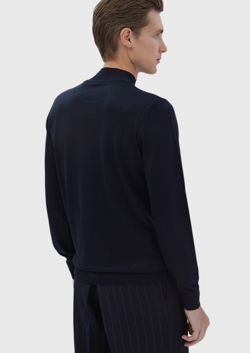 Navy Blue Knitwear Sweatshirt - 5