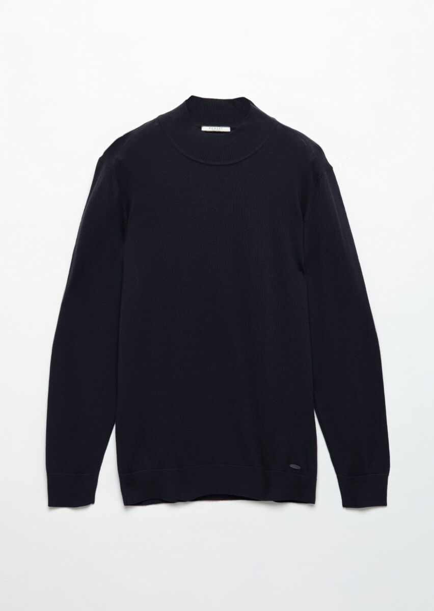 Navy Blue Knitwear Sweatshirt - 6