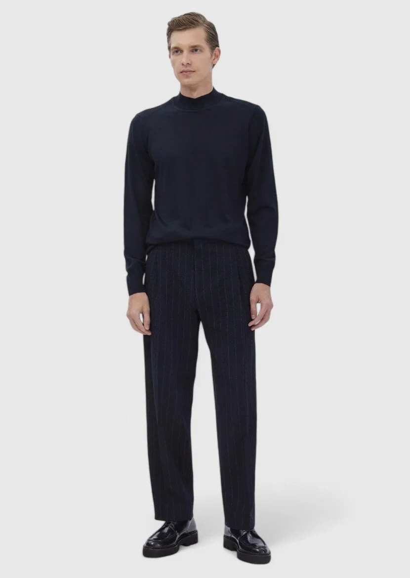 Navy Blue Knitwear Sweatshirt 