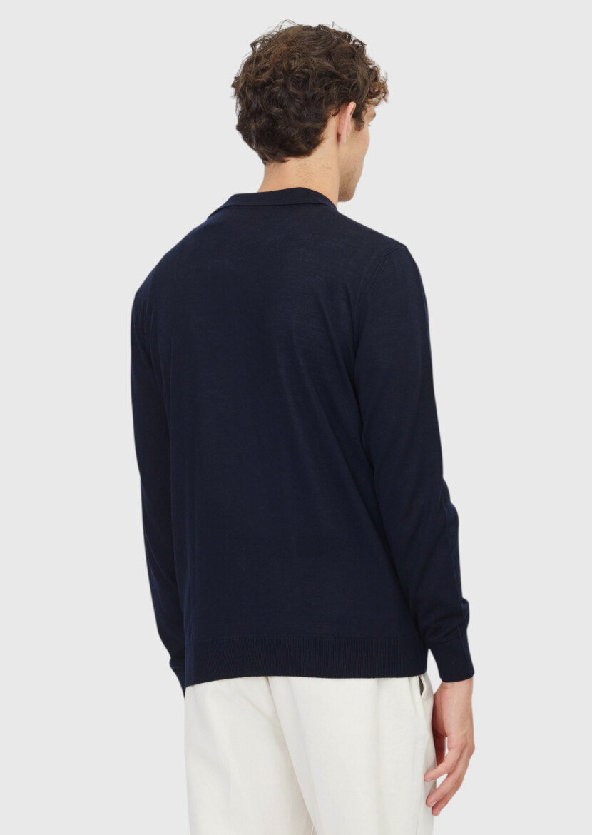 Navy Blue Knitwear Sweatshirt - 6