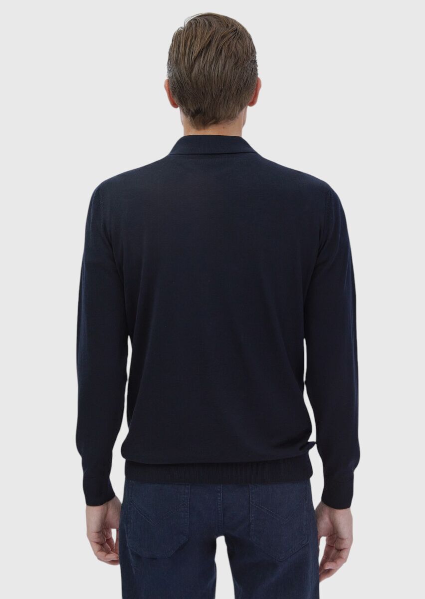 Navy Blue Knitwear Sweatshirt - 6