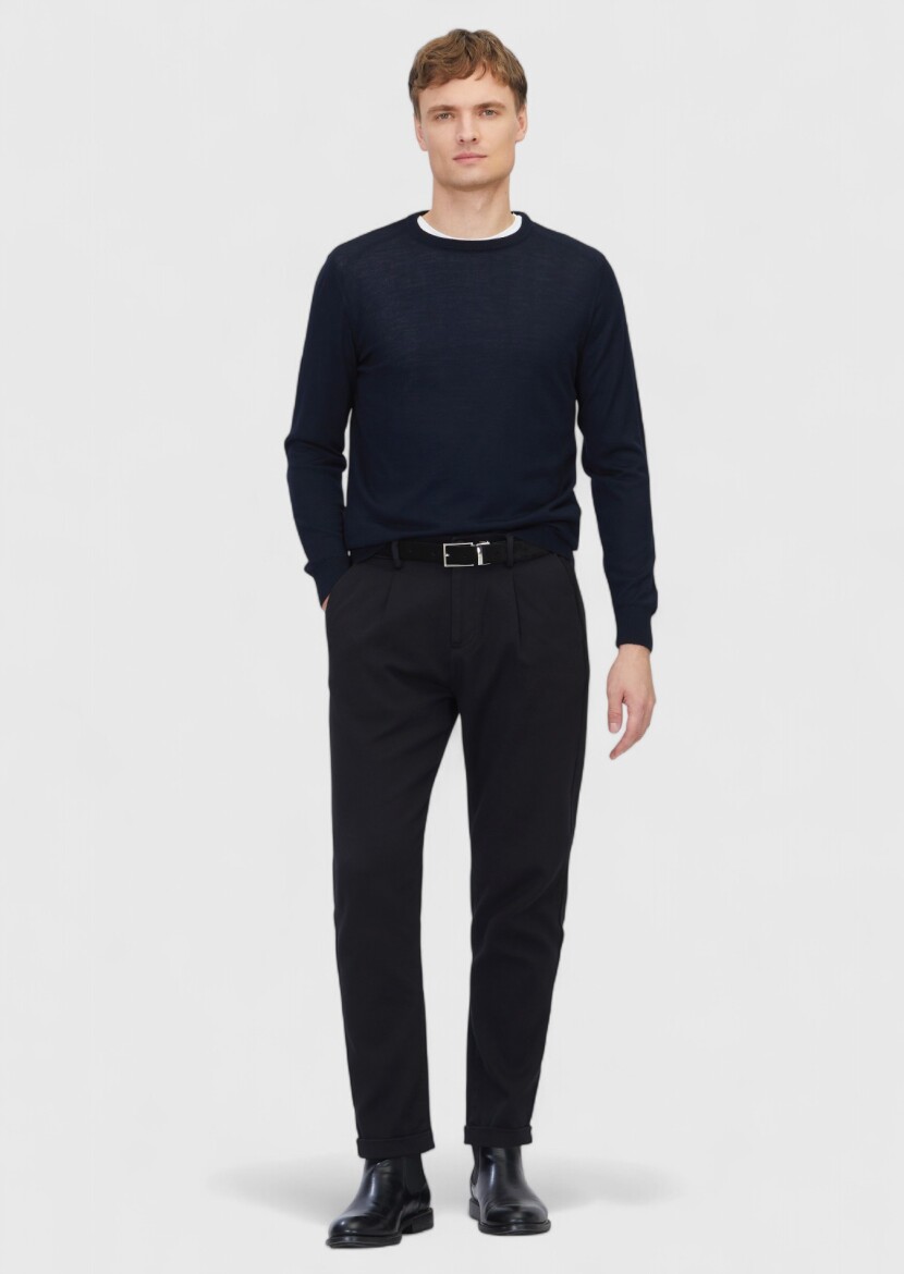 Navy Blue Knitwear Sweatshirt 