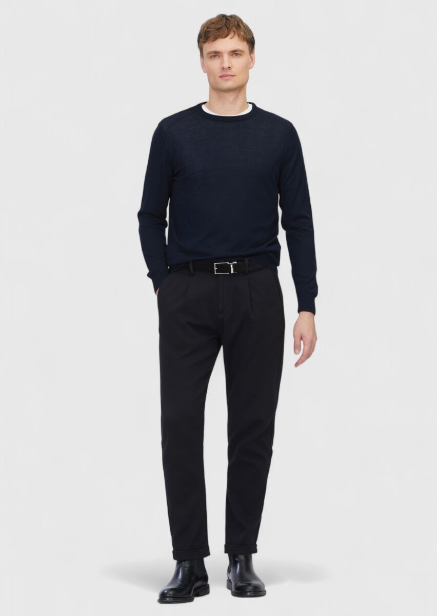 Navy Blue Knitwear Sweatshirt - 2