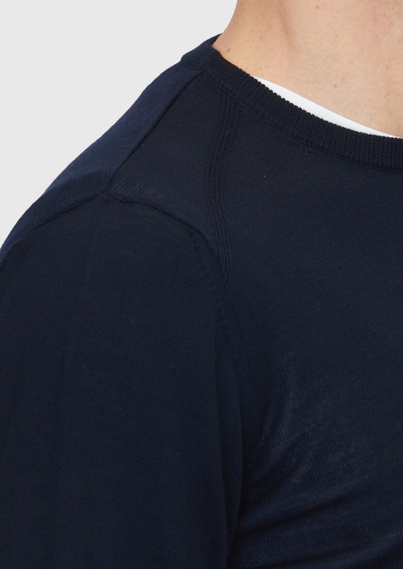 Navy Blue Knitwear Sweatshirt - 4
