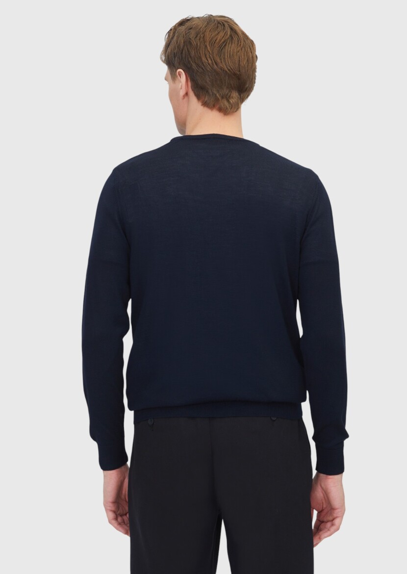 Navy Blue Knitwear Sweatshirt - 5