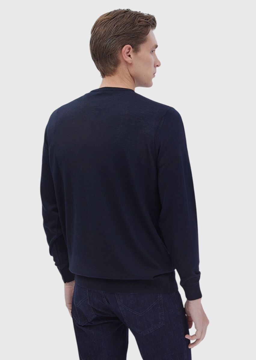 Navy Blue Knitwear Sweatshirt - 6