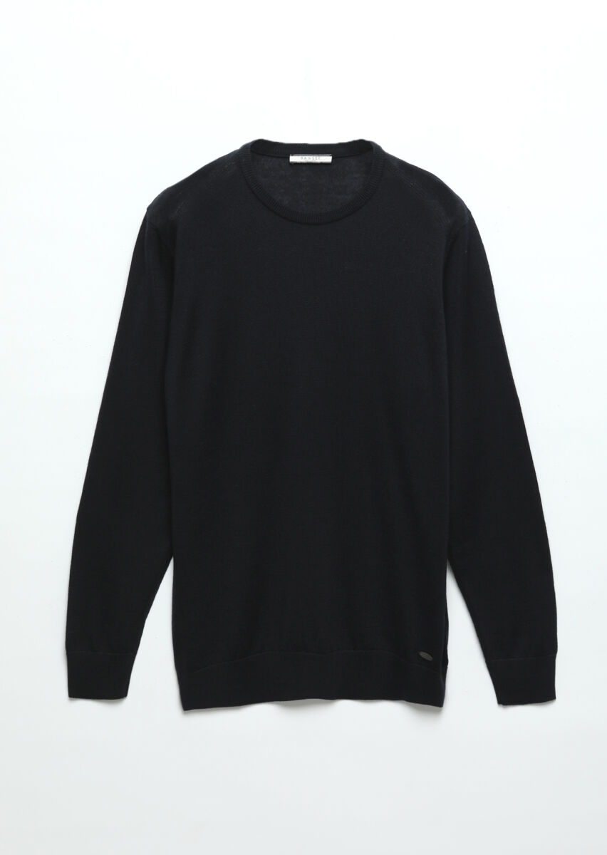 Navy Blue Knitwear Sweatshirt - 7