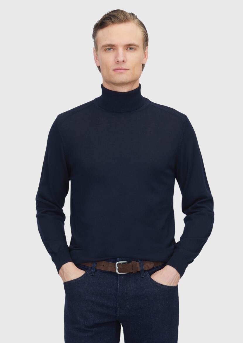 Navy Blue Knitwear Sweatshirt - RAMSEY