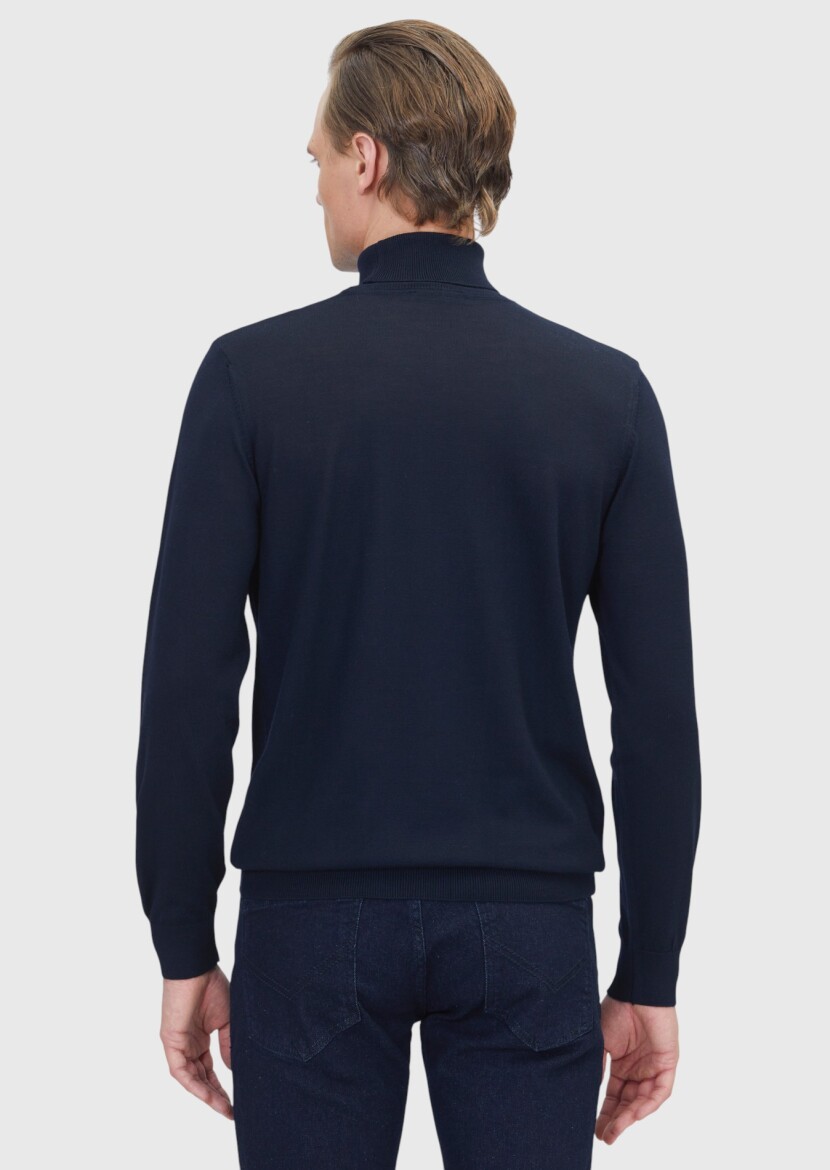 Navy Blue Knitwear Sweatshirt - 5