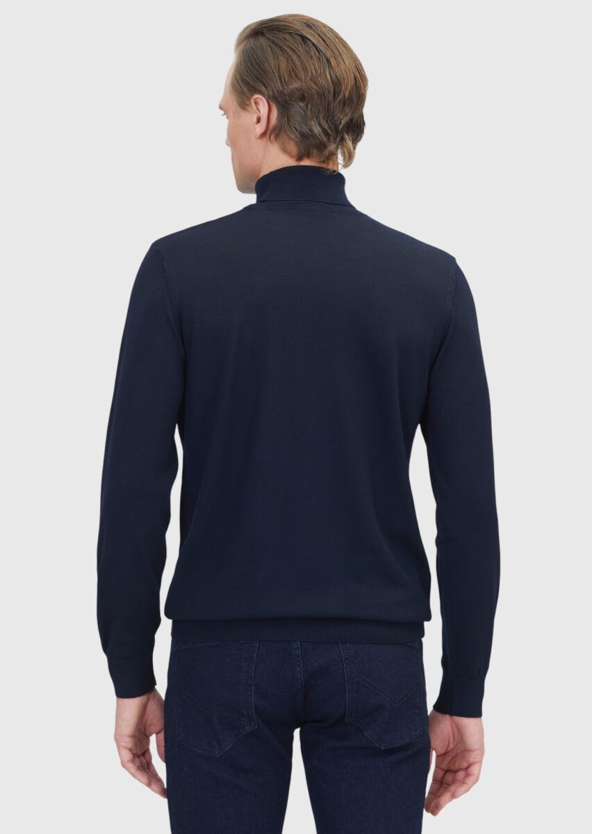 Navy Blue Knitwear Sweatshirt - 5