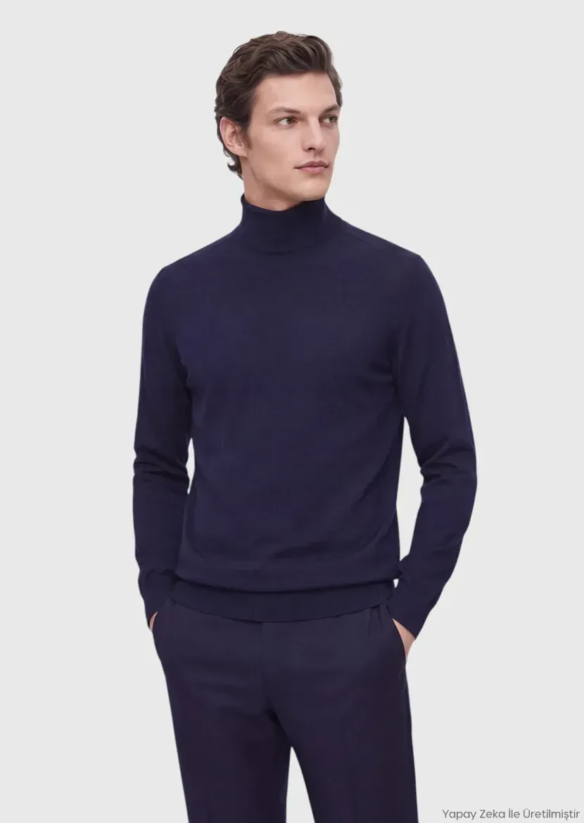 Navy Blue Knitwear Sweatshirt 