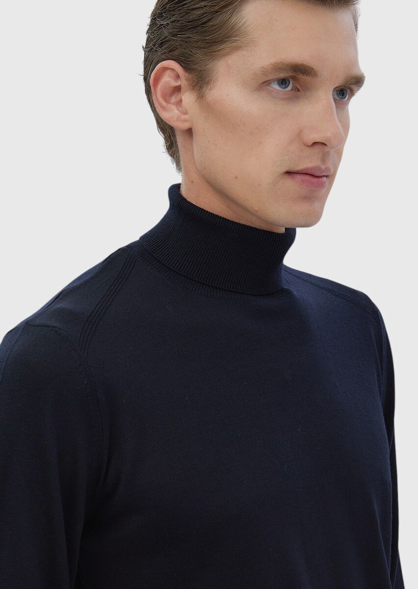 Navy Blue Knitwear Sweatshirt - 3