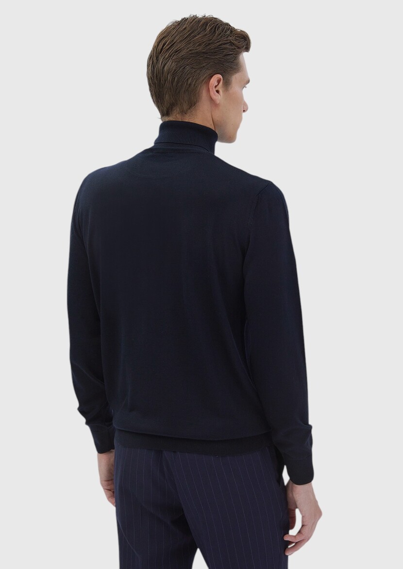 Navy Blue Knitwear Sweatshirt - 6