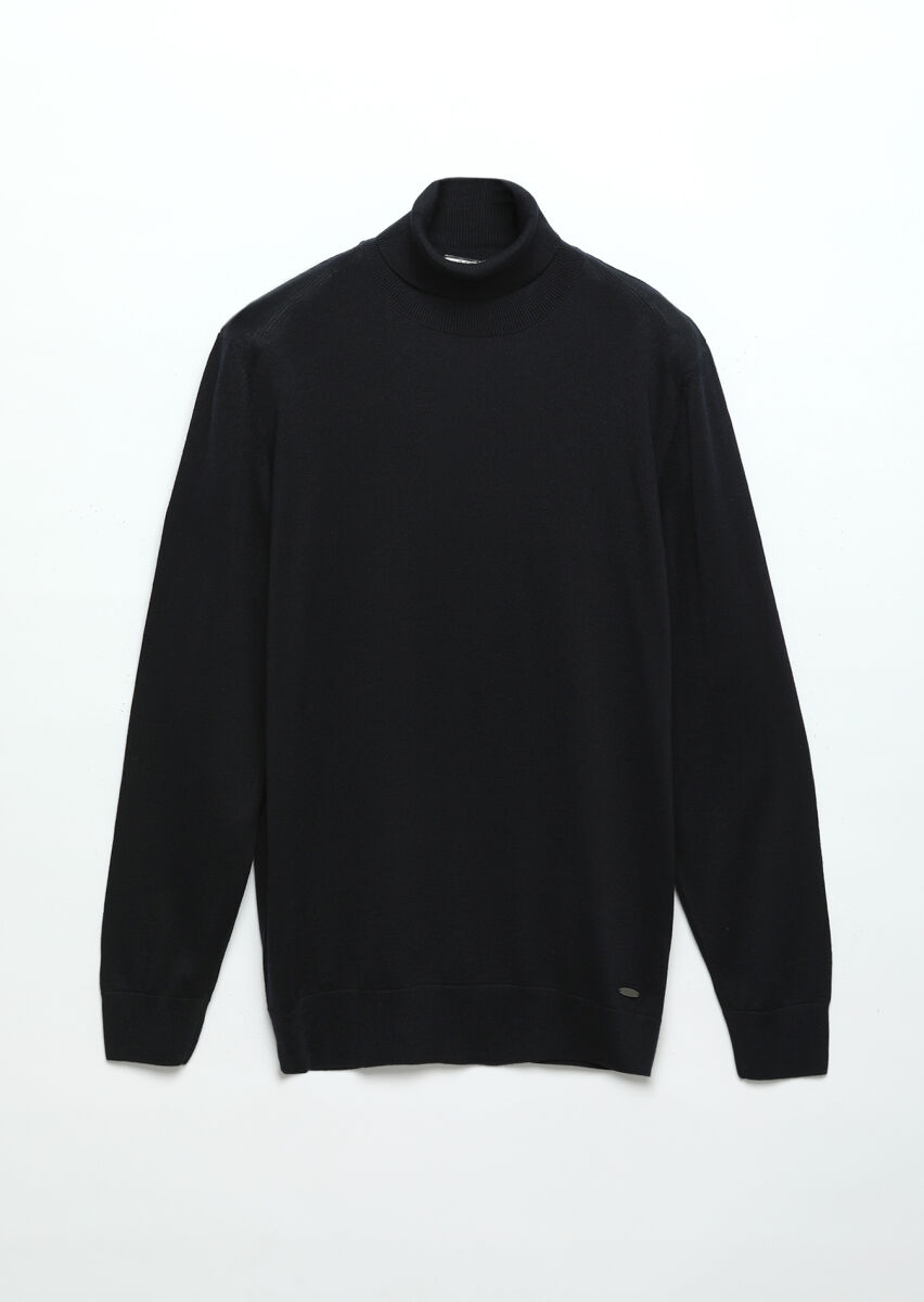 Navy Blue Knitwear Sweatshirt - 7