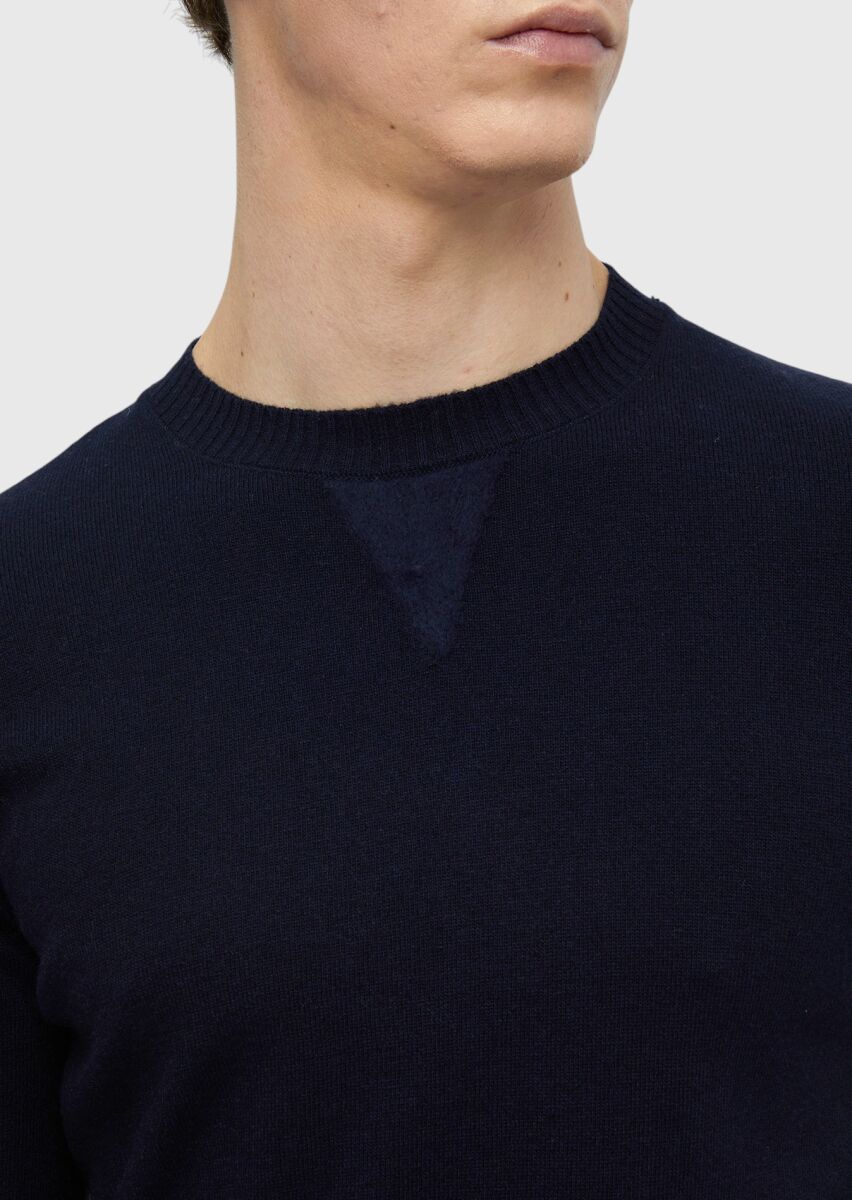 Navy Blue Knitwear Sweatshirt - 5