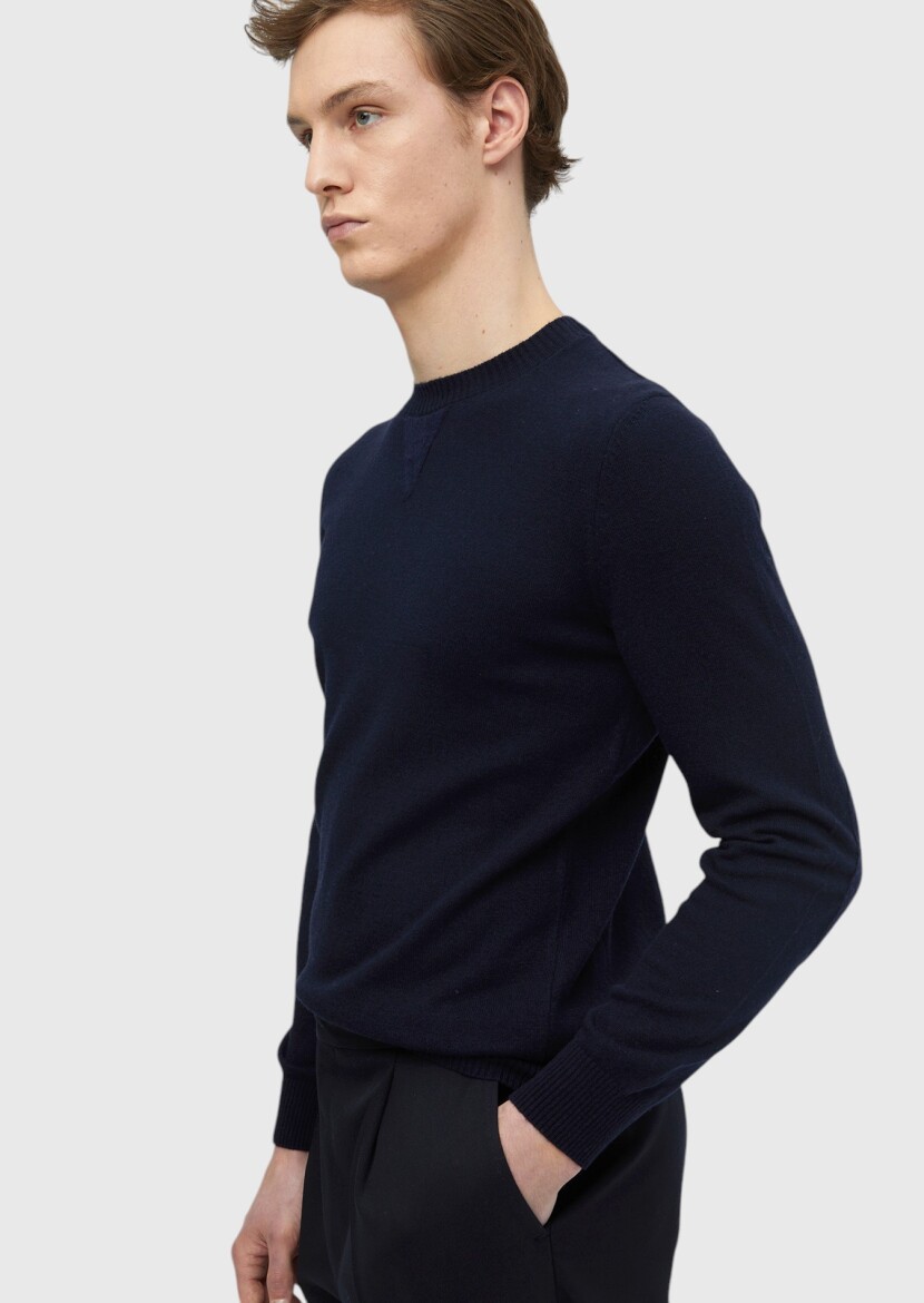 Navy Blue Knitwear Sweatshirt - 4