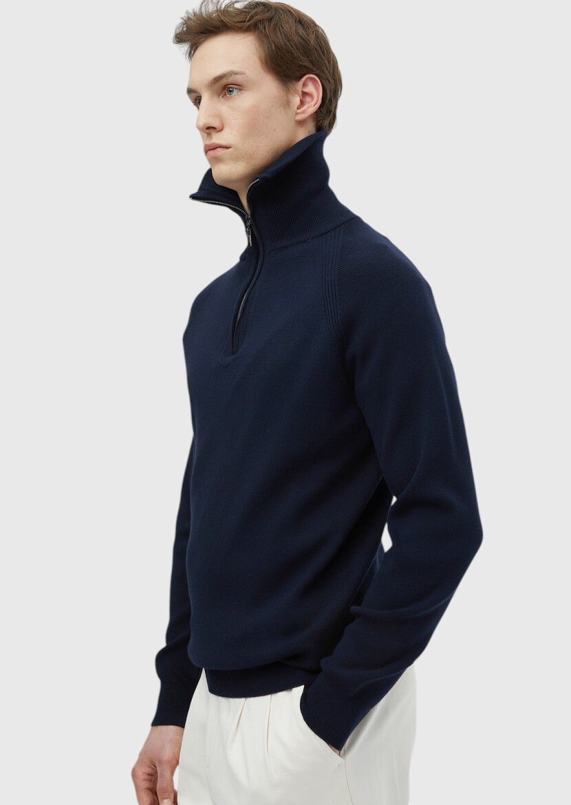 Navy Blue Knitwear Sweatshirt - 3