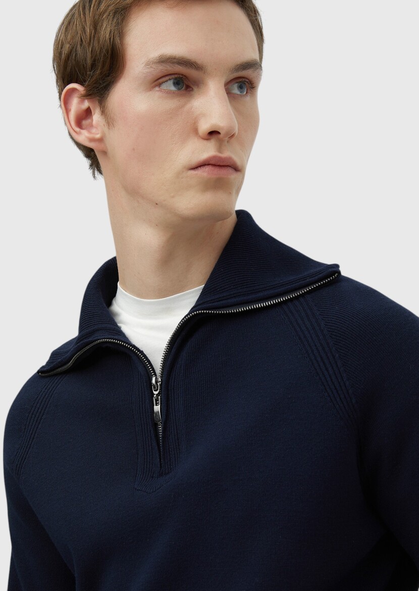 Navy Blue Knitwear Sweatshirt - 4