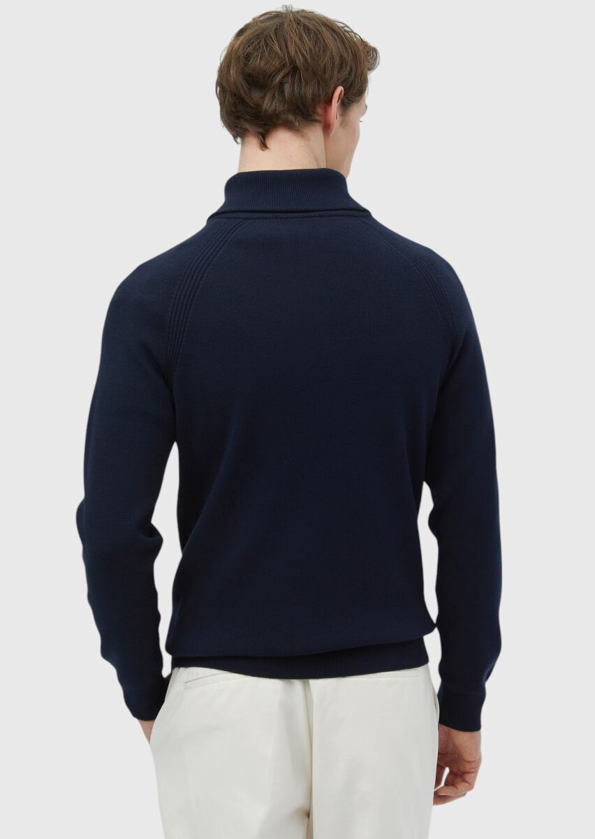 Navy Blue Knitwear Sweatshirt - 7