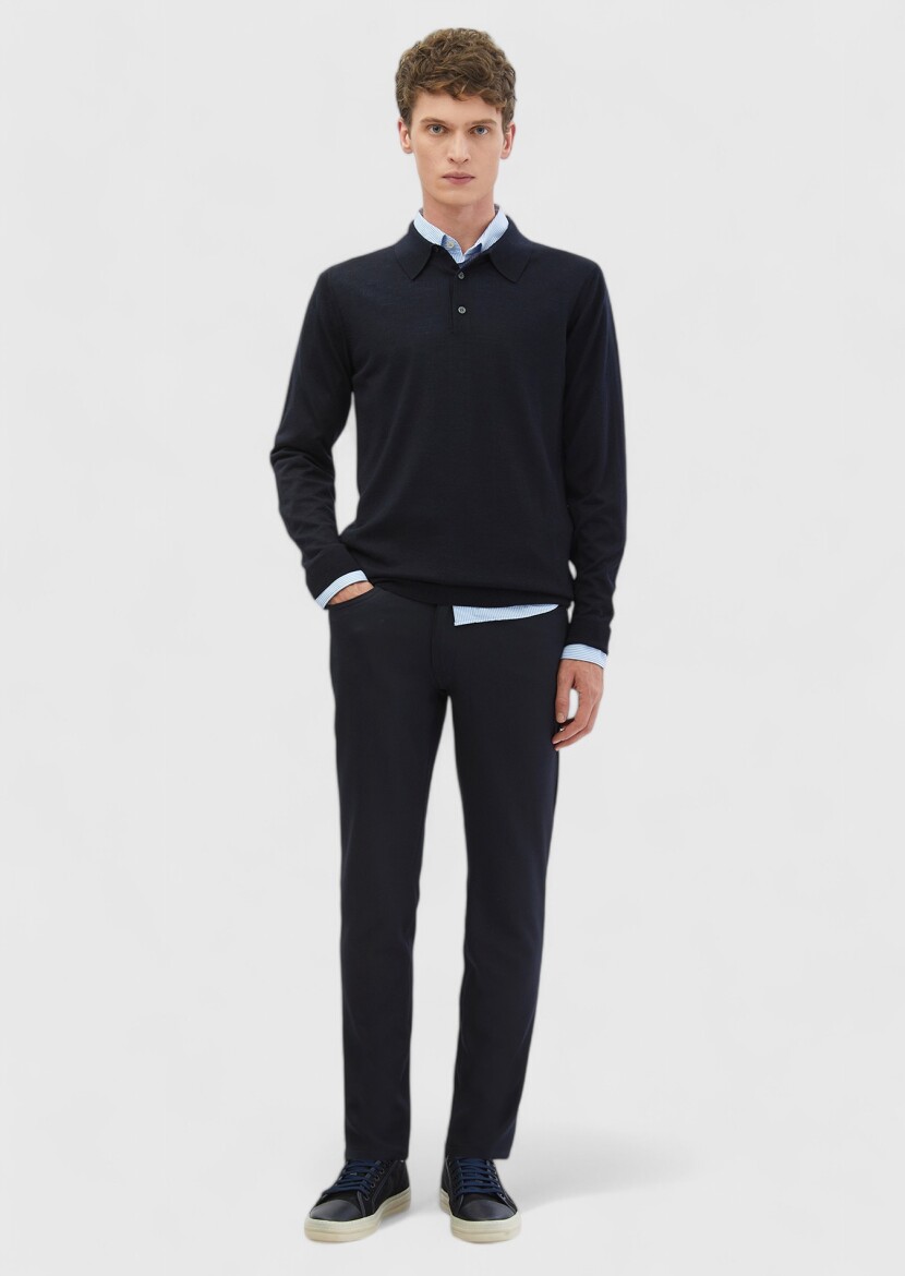 Navy Blue Knitwear Sweatshirt - RAMSEY