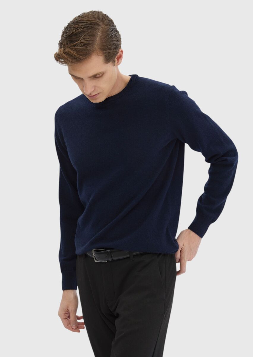 Navy Blue Knitwear Sweatshirt - 3