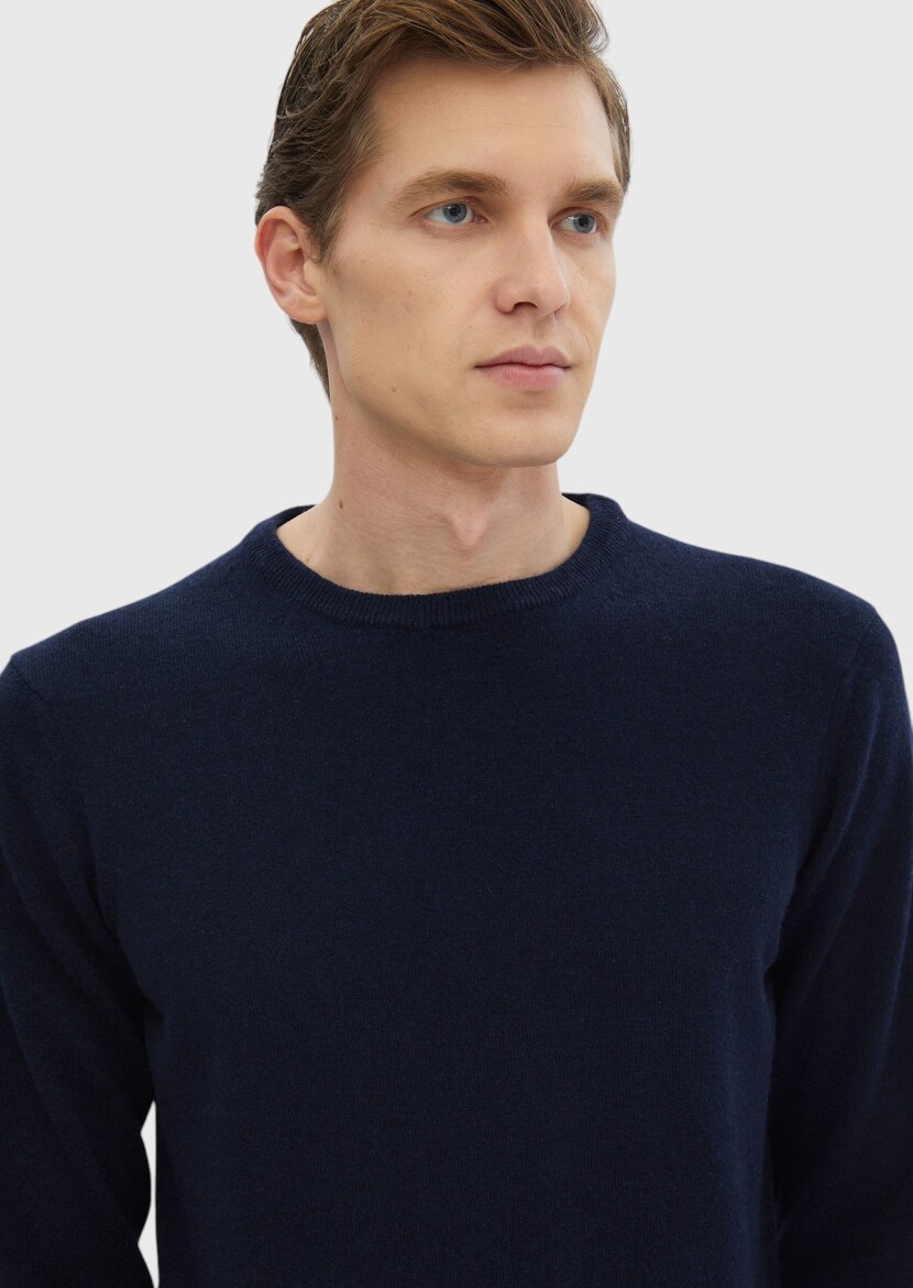 Navy Blue Knitwear Sweatshirt - 5