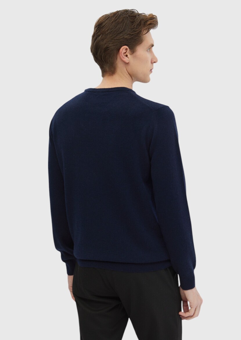 Navy Blue Knitwear Sweatshirt - 8