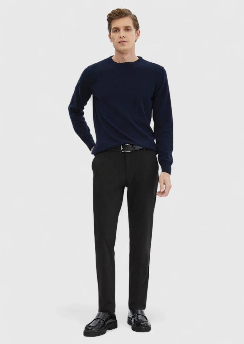 Navy Blue Knitwear Sweatshirt 