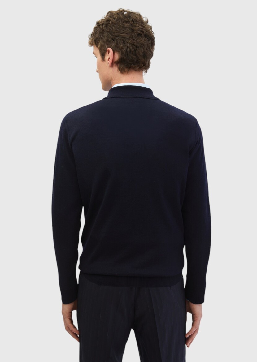 Navy Blue Knitwear Sweatshirt - 5