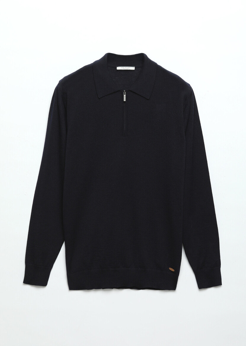 Navy Blue Knitwear Sweatshirt - 6