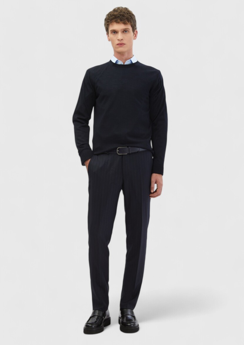 Navy Blue Knitwear Sweatshirt - RAMSEY