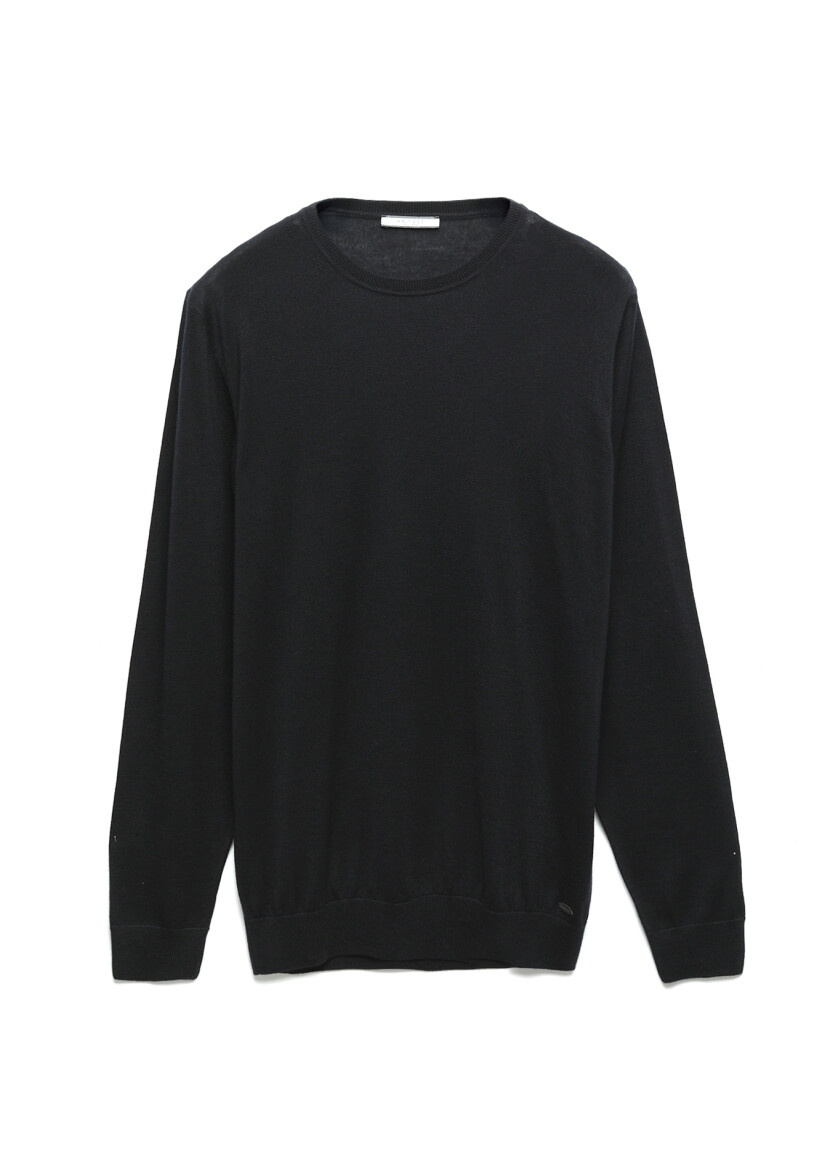 Navy Blue Knitwear Sweatshirt - 6