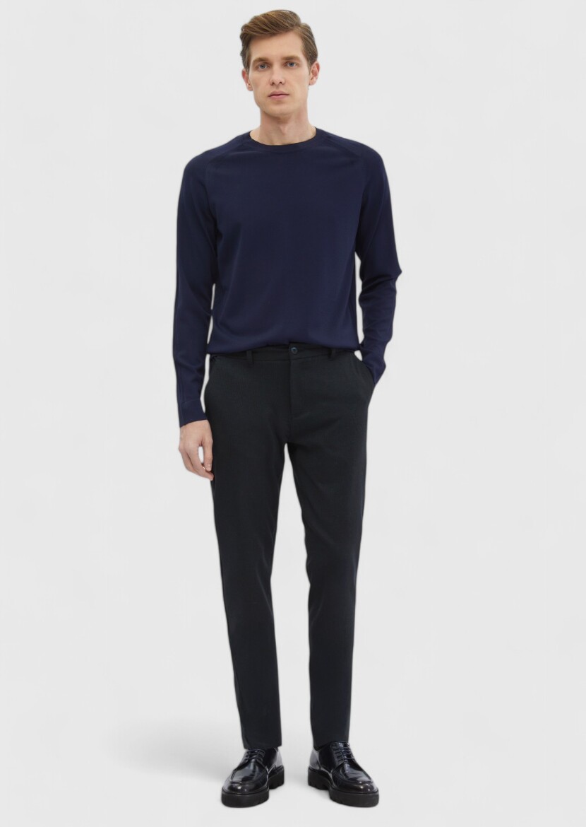 Navy Blue Knitwear Sweatshirt - RAMSEY