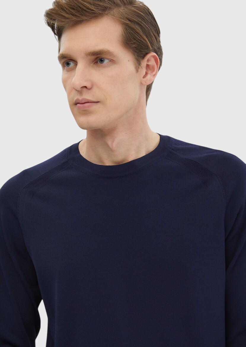 Navy Blue Knitwear Sweatshirt - RAMSEY