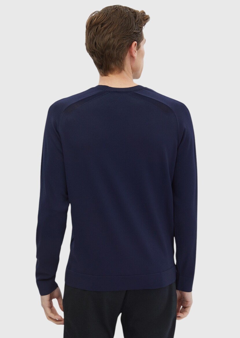 Navy Blue Knitwear Sweatshirt - 5