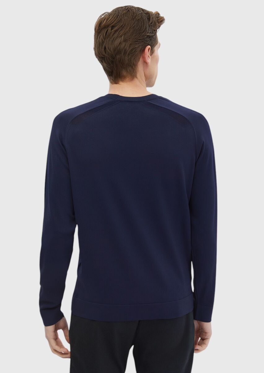 Navy Blue Knitwear Sweatshirt - 5