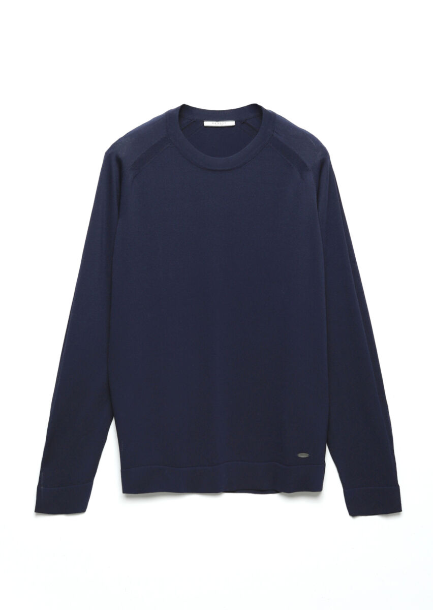 Navy Blue Knitwear Sweatshirt - 6