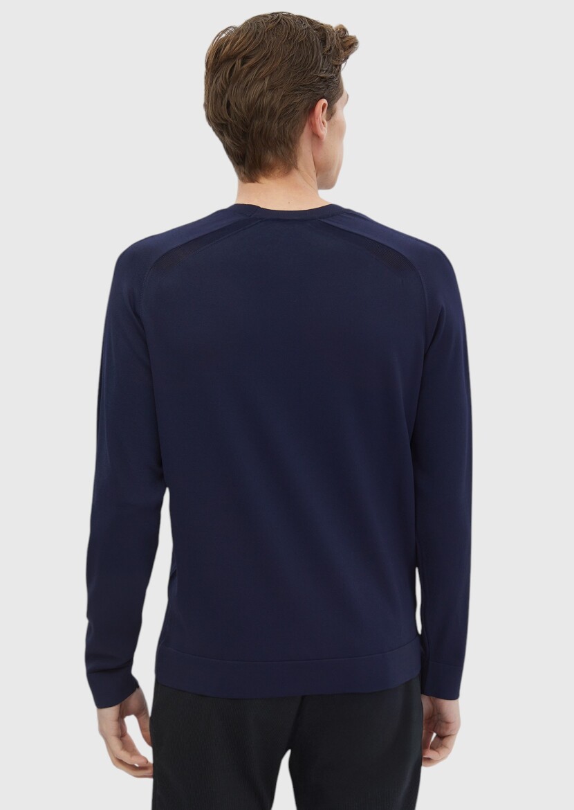 Navy Blue Knitwear Sweatshirt - 6